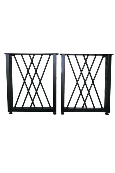 Metal Masa Ayağı - Geometrik Desenli / 1 Çift (2 Adet) / 60x6x70(h)cm