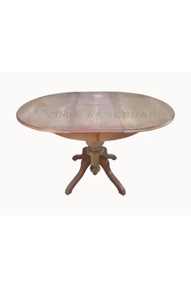 Evim-E Aksesuar Baba Ayaklı Yuvarlak Açılır Masa Naturel(VERNİKLİ) Renkli-tamamı Ahşap-mutfak&salon Masası - 3