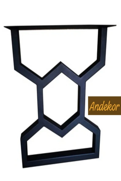 Metal Masa Ayağı - Geometrik Desenli / 1 Çift (2 Adet) / 59x6x69(h)