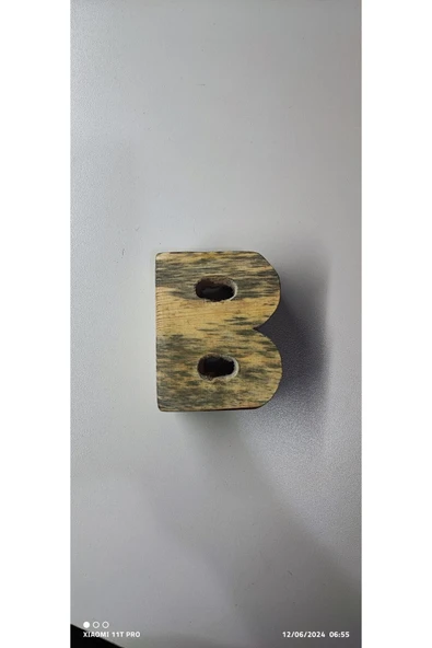 ’’ B ’’ Harfli Ahşap Mumluk + 1 Adet Tealight Mum !!!