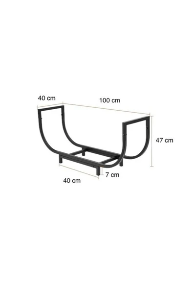 Kayık Şömine Soba Odunluk / Metal / Siyah / 100x40x47(h), AN0185 - 4