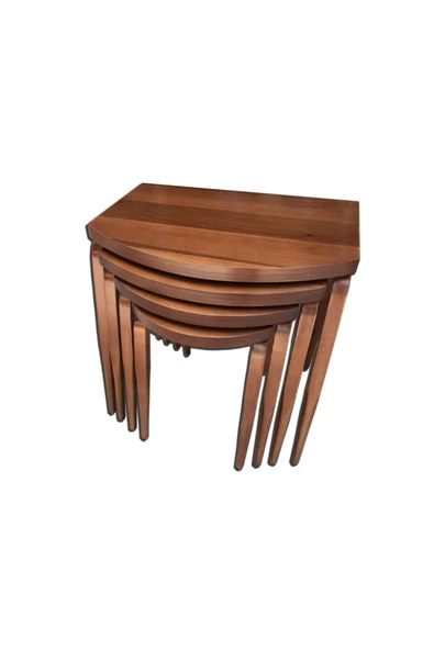 Evim-E Aksesuar D Zigon Sehpa 4'lü Ceviz Kaplamalı (tamamı Ahşap)