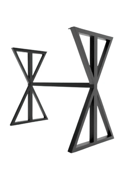Metal Masa Ayağı - Geometrik Desenli / 1 Set (2 Ayak + 1 Profil) / 150x50x70(h)cm