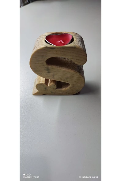 ’’ Ş ’’ Harfli Ahşap Mumluk + 1 Adet Tealight Mum !!!
