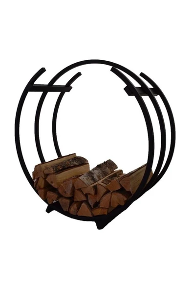 DEKOR Daire Şömine Soba Odunluk / Metal / Siyah / 50x30x55(h), AN0184