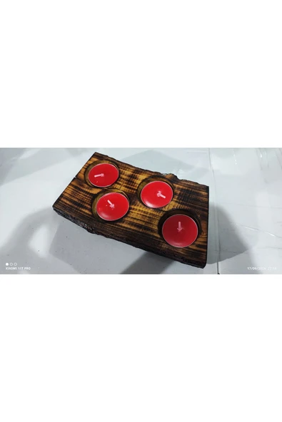 4 ’lü Ahşap Mumluk + 4 Adet Tealight Mum !!! - 5