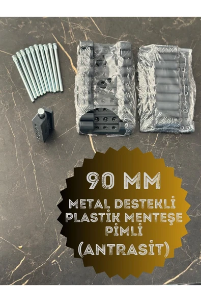 Process PVC Pimapen Kapı Menteşesi Pls Metal Destekli 90mm Antrasit (6 Adet) VİDALAR DAHİL - 4