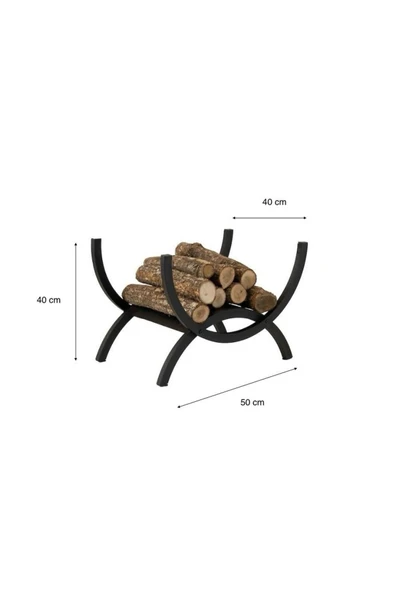 Dekor Şömine & Soba Odunluk, Odun Sehpası, Odun Kovası / Mini / Metal / Siyah / 50x40x40(H)cm - 2