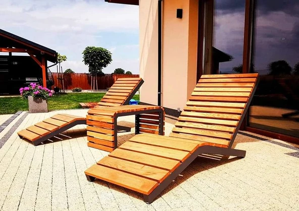 Şezlong Dinlenme Yatağı Şezlong Ahşap - 3