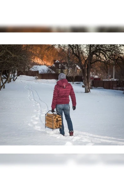 DEKOR Şömine & Soba Odunluk, Odun Sehpası, Odun Kovası / Metal / Siyah / 30x45x45(h)cm, AN0178 - 4