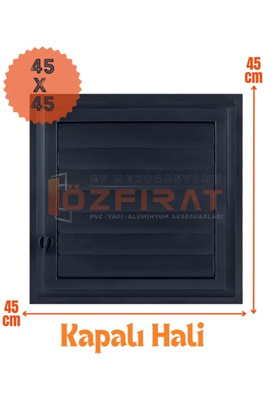 Process Menfez 45x45 Cm Banyo / Wc Havalandırma Menfezi / Plastik Antrasit Renk