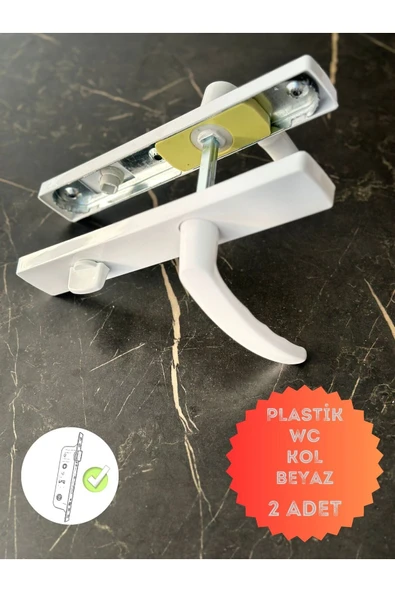 EVA PLAST Pvc Pimapen Plastik Kapı Kolu Tuvalet(WC) / Banyo Plastik Kapı Kolu / Beyaz 2 Adet