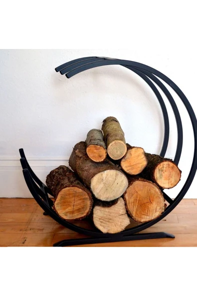 DEKOR Ay Şömine Soba Odunluk / Metal / Siyah / Büyük Boy-90x50x92(h), AN0182