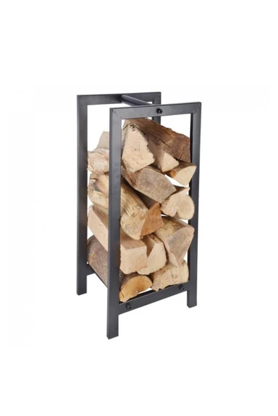 DEKOR Dikey - Şömine Soba Odunluk - Metal - Siyah - Mini, 30x30x90(h), - 2