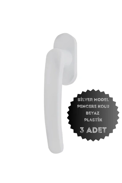 EVA PLAST Pencere Kolu PVC Silver Model / Plastik Beyaz 3 Adet