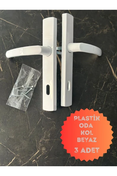 EVA PLAST Pvc Pimapen Plastik Kapı Kolu (ODA) Plastik Kapı Kolu / Beyaz 3 Adet - 2