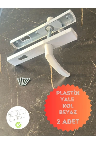 EVA PLAST Pvc Pimapen Plastik Kapı Kolu Balkon/tuvalet(WC)/banyo (BAREL YUVALI) / Beyaz 2 Adet