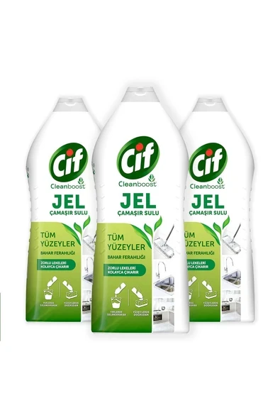 Cif Jel Yüzey Temizleyici Tüm Yüzeyler Bahar Ferahlığı Çamaşır Suyu Katkılı 3 Adet