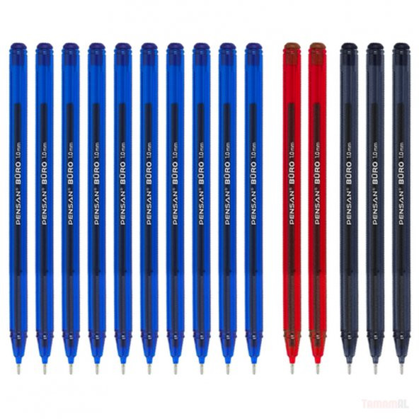 PENSAN BÜRO AKICI TÜKENMEZ KALEM 10 MAVİ +3 SİYAH +2 KIRMIZI