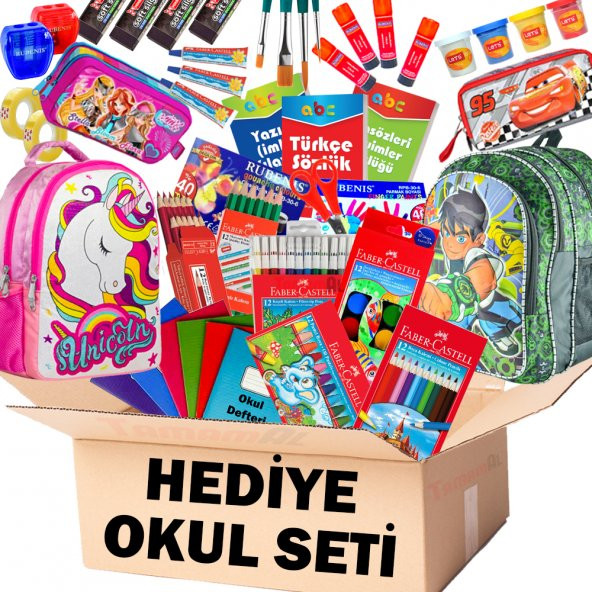 FABER HEDİYELİK FULL OKUL SETİ KURU SULU PASTEL KEÇELİ BOYA ÇANTA - 1