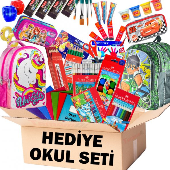 FABER HEDİYELİK FULL OKUL SETİ KURU SULU PASTEL KEÇELİ BOYA ÇANTA