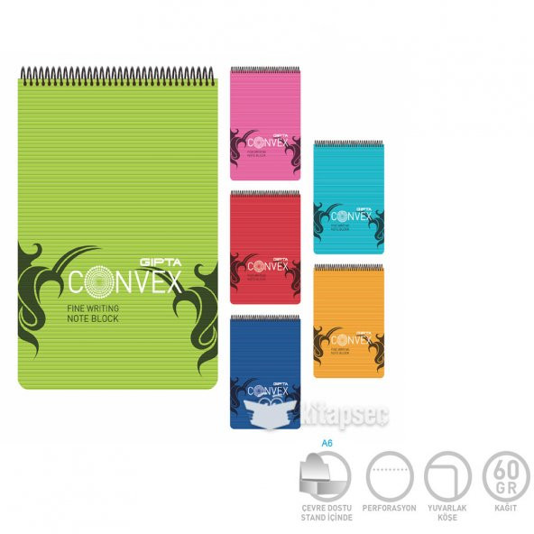 GIPTA CONVEX SİPRALLİ A4 100YP ÇİZGİLİ DEFTER 1393 ürün görseli