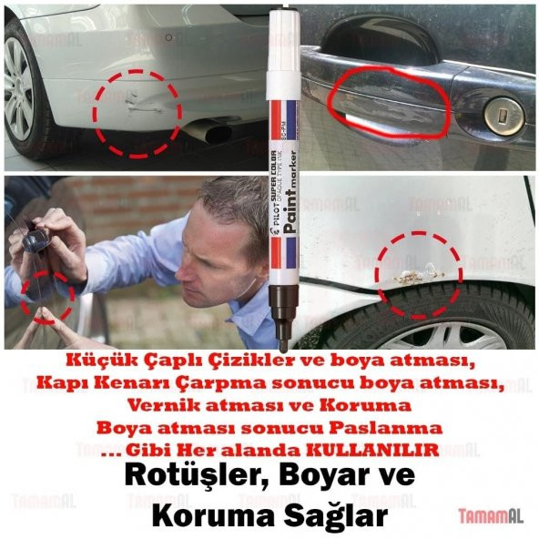 ALMAN MARKASI KAPORTA RÖTÜŞ KALEMİ Siyah Beyaz Gri Kırmızı Mavi - 9