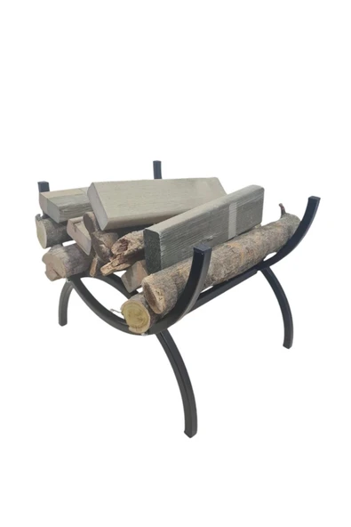 Dekor Şömine & Soba Odunluk, Odun Sehpası, Odun Kovası / Mini / Metal / Siyah / 50x40x40(H)cm - 3