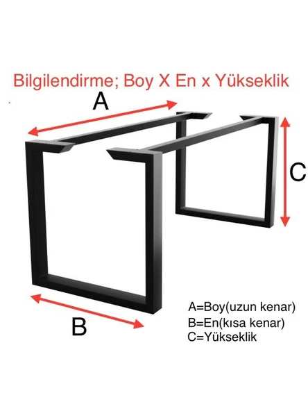 DEKOR Metal Masa Ayağı / 4-6 Kişilik / Siyah / 2 Adet / 58x6x70(h), AN0192 - 4