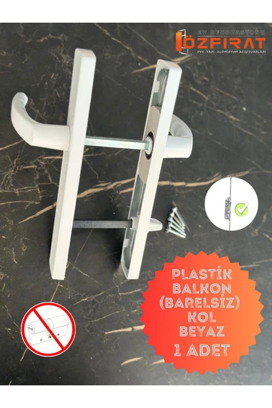 EVA PLAST Pvc Pimapen Plastik Kapı Kolu / Balkon Plastik Kapı Kolu / Beyaz 1 Adet