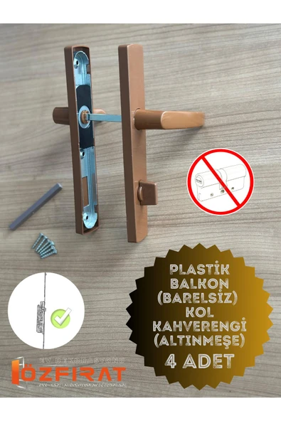 EVA PLAST Pvc Pimapen Plastik Kapı Kolu Balkon Kahverengi(ALTINMEŞE) 4 Adet