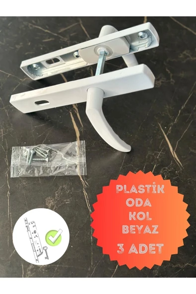EVA PLAST Pvc Pimapen Plastik Kapı Kolu (ODA) Plastik Kapı Kolu / Beyaz 3 Adet