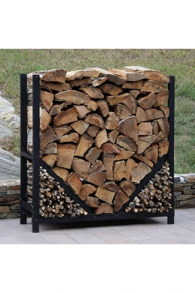 DEKOR Kare Şömine Soba Odunluk Metal Siyah 125x40x125(h), AN0186 - 2