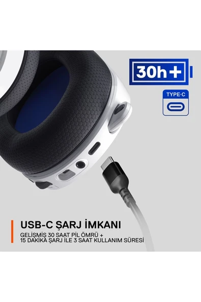 SteelSeries Arctis 7P+ PS5 Wireless Gaming Kulaklık-Kayıpsız 2,4GHz - PS 3D Audio Destekler - Beyaz - 4