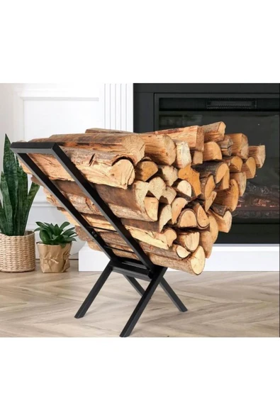 DEKOR - V Şömine Soba Odunluk / Metal / Siyah / 70x40x60(h), AN0190 - 3