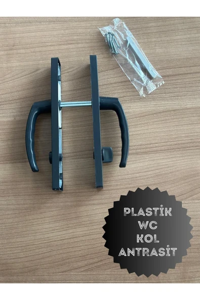 EVA PLAST Pvc Pimapen Plastik Kapı Kolu Tuvalet(WC) / Banyo Plastik Kapı Kolu / Antrasit 1 Adet - 2