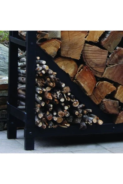 DEKOR Kare Şömine Soba Odunluk Metal Siyah 125x40x125(h), AN0186 - 4