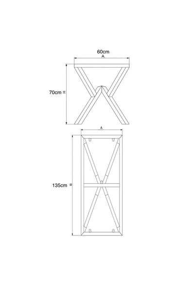 DEKOR Piramit Masa Ayağı / Siyah / 1 Parça / 135x60x70(h)cm - 3