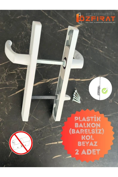 EVA PLAST Pvc Pimapen Plastik Kapı Kolu / Balkon Plastik Kapı Kolu / Beyaz 2 Adet