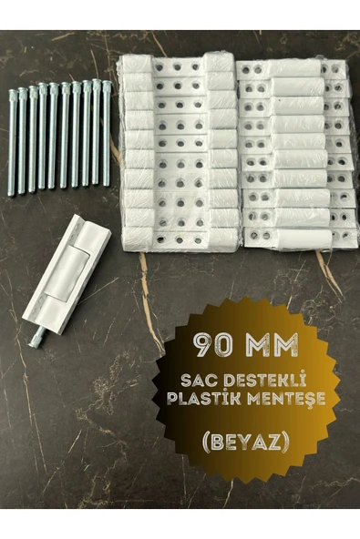 Process PVC Pimapen Kapı Menteşesi Pls Metal Destekli 90mm Beyaz (4 Adet) VİDALAR DAHİL - 2