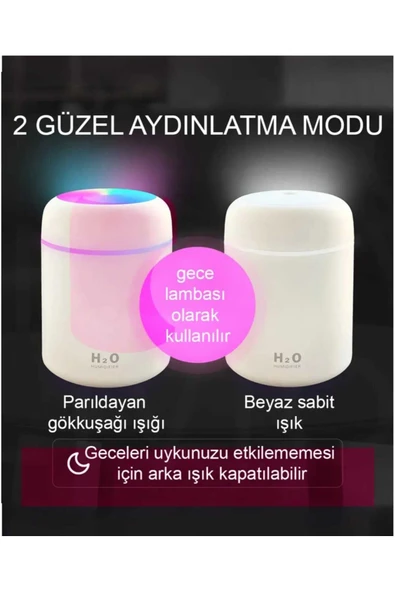 Tubrex 300 ml RGB Işıklı Ulrasonik Ledli Hava Nemlendirici Buhar Makinesi Ve Aroma Verici Buhardanlık - 5