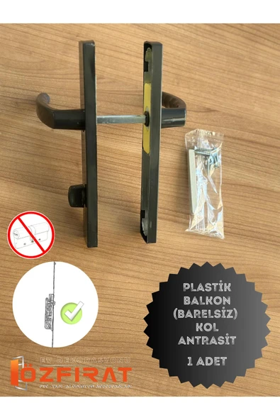 EVA PLAST Pvc Pimapen Plastik Kapı Kolu / Balkon Plastik Kapı Kolu / Antrasit 1 Adet - 2