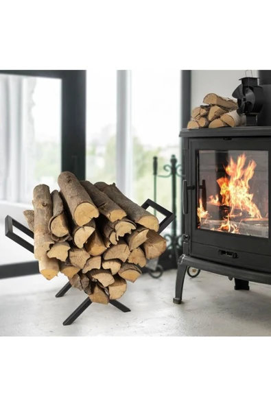 DEKOR - V Şömine Soba Odunluk / Metal / Siyah / 70x40x60(h), AN0190 - 4