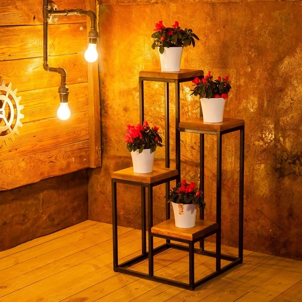 Saksılık 4 Raflı Çiçek Tasarım | Modern ve Şık Çiçeklik