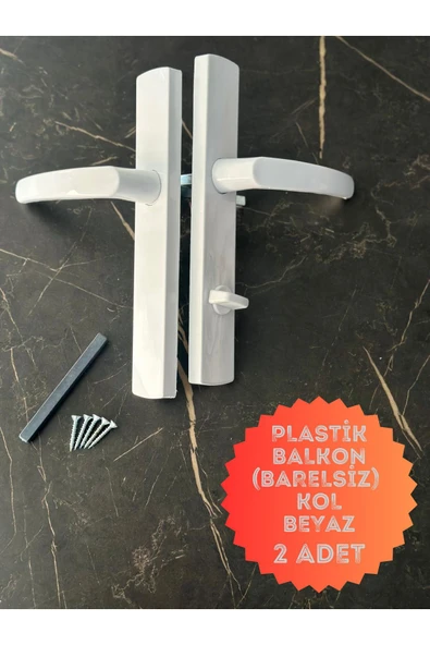 EVA PLAST Pvc Pimapen Plastik Kapı Kolu / Balkon Plastik Kapı Kolu / Beyaz 2 Adet - 3