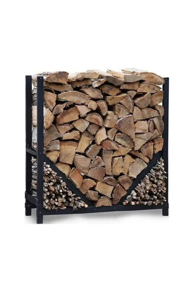 DEKOR Kare Şömine Soba Odunluk Metal Siyah 125x40x125(h), AN0186