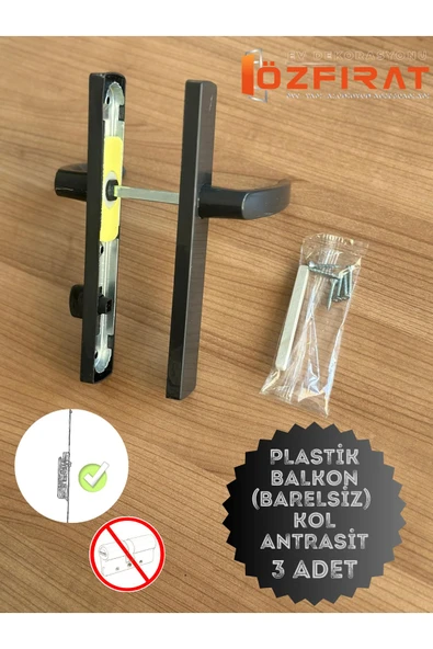 EVA PLAST Pvc Pimapen Plastik Kapı Kolu / Balkon Plastik Kapı Kolu / Antrasit 3 Adet