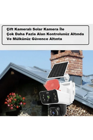 Urfakent 4g Solar Kamera Çift Kameralı Sim Kart Destekli Sirenli Güvenlik Kamerası(hafıza Kartı Dahildir) - 4