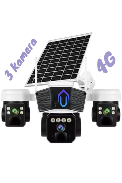 Urfakent 3 Kameralı 4G Solar Kamera Sim Kart İle Çalışan Güneş Enerjili Kamera - 4