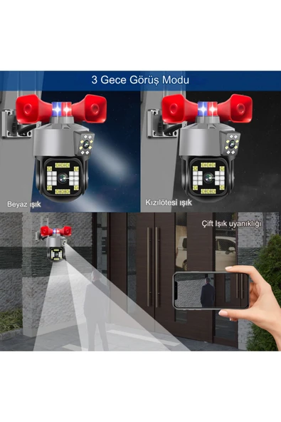 Urfakent Yoosee 5MP Çift Kameralı Sirenli Wifi Kamera(Hafıza Kartı Dahildir) - 4